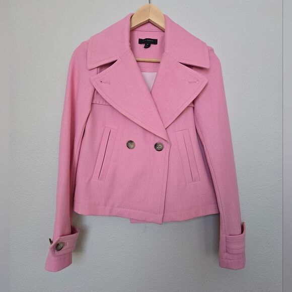 Ann Taylor Short Trench Pea Coat Pink size 00 - Picture 1 of 15